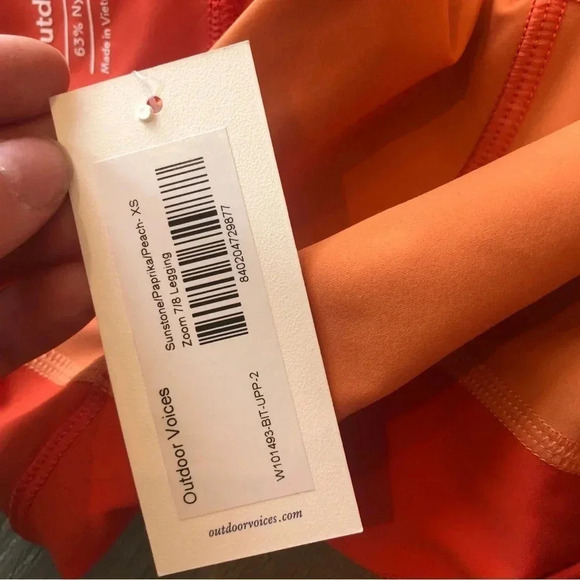 Outdoor Voices SuperForm 7/8 Leggings Orange Color Block Womens Size XS - Picture 8 of 12